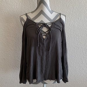 Wet Seal Off the Shoulder Tie Front Top